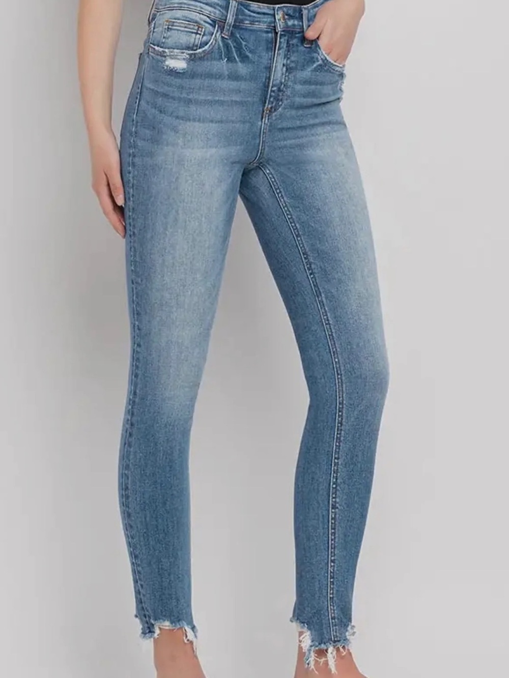 LOFT Light Blue Cropped Distressed Skinny Jeans